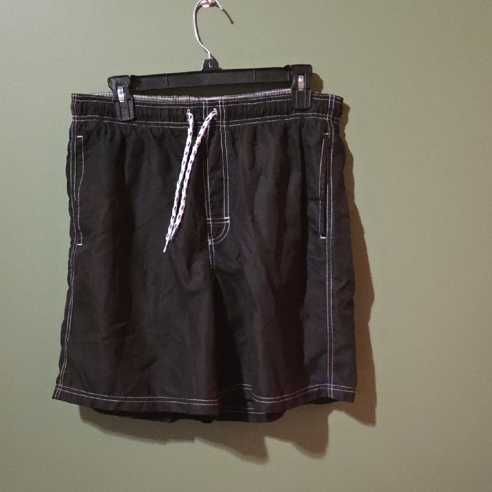 Croft & Barrow Black Swim Shorts with White Accents